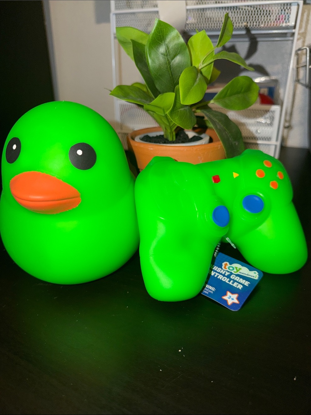 TWO 2 ToyMendous Neon Green Duck & Game Controller JUMBO